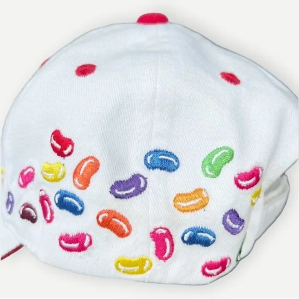 Jelly Belly Vintage Jellybeans Kids White Embroidered Novelty Baseball Cap. Hat.